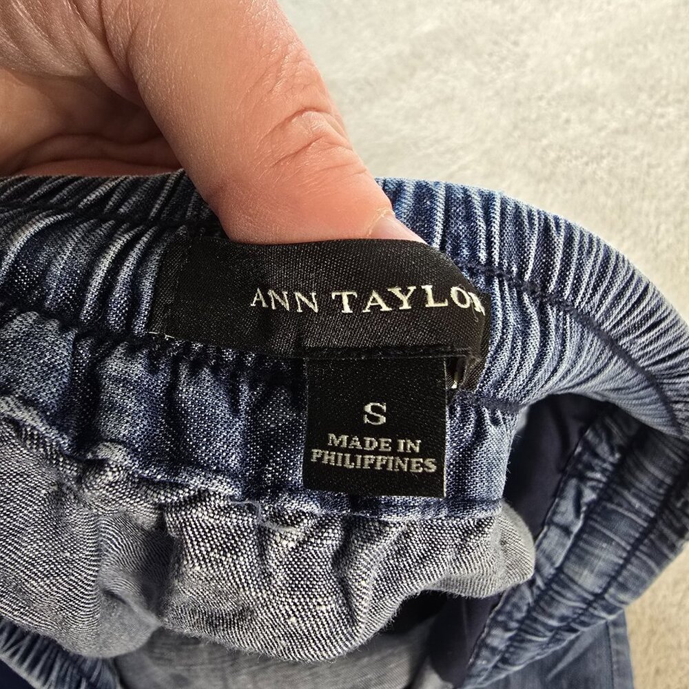 Ann Taylor Chambray Skirt Womens Small Blue Linen Drawstring Beach Western Boho - Picture 6 of 10